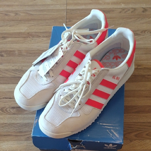 Adidas SL 80 Cream and Red Trainers - Picture 1 of 9